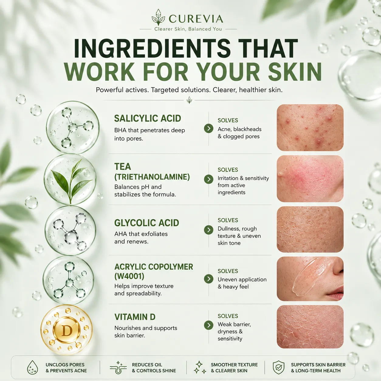 Curevia Salicylic Acid 2% Serum formulated to help clear pores and control excess oil