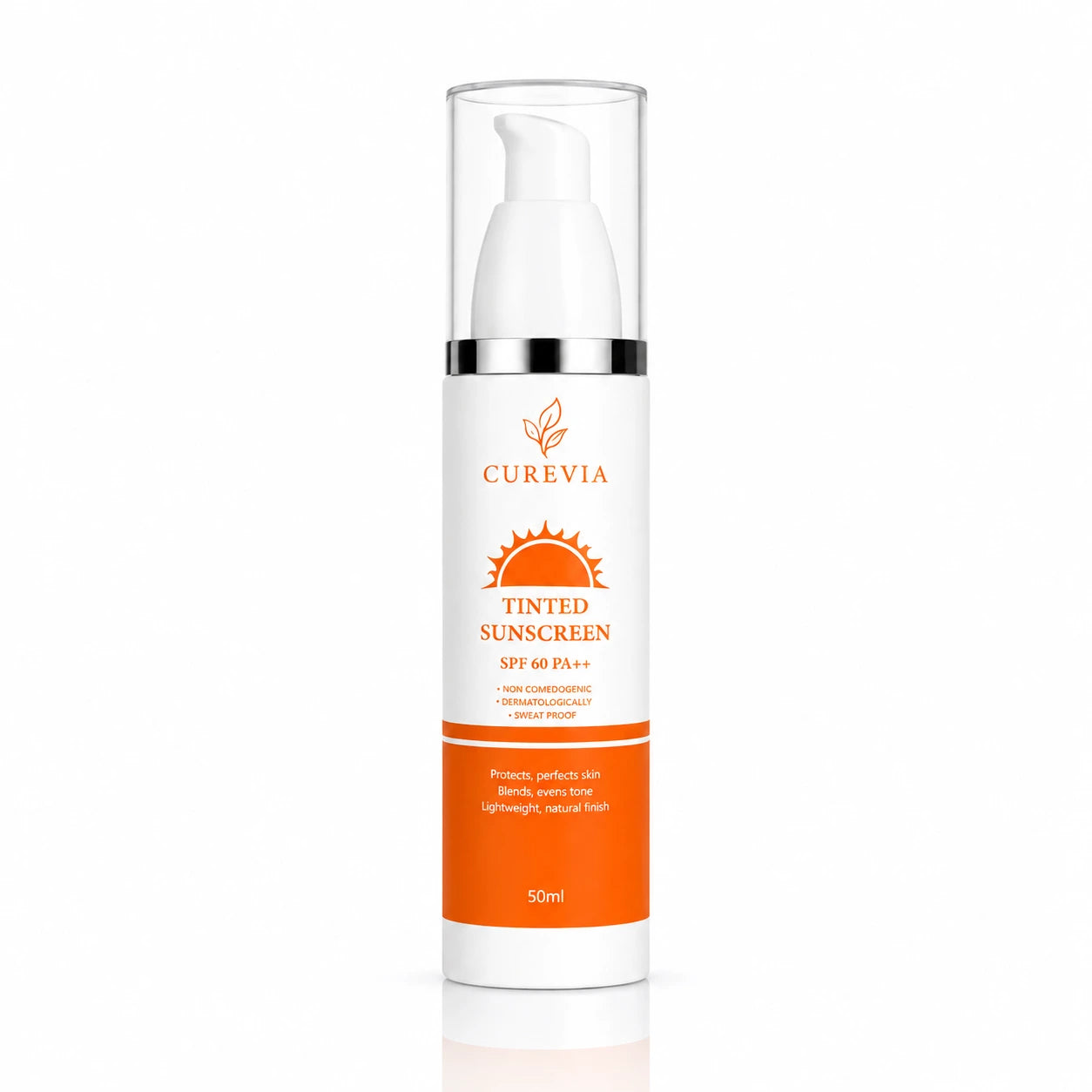 Curevia Sun Protection and Glow Sunscreen SPF 60 with tinted formula for daily sun protection