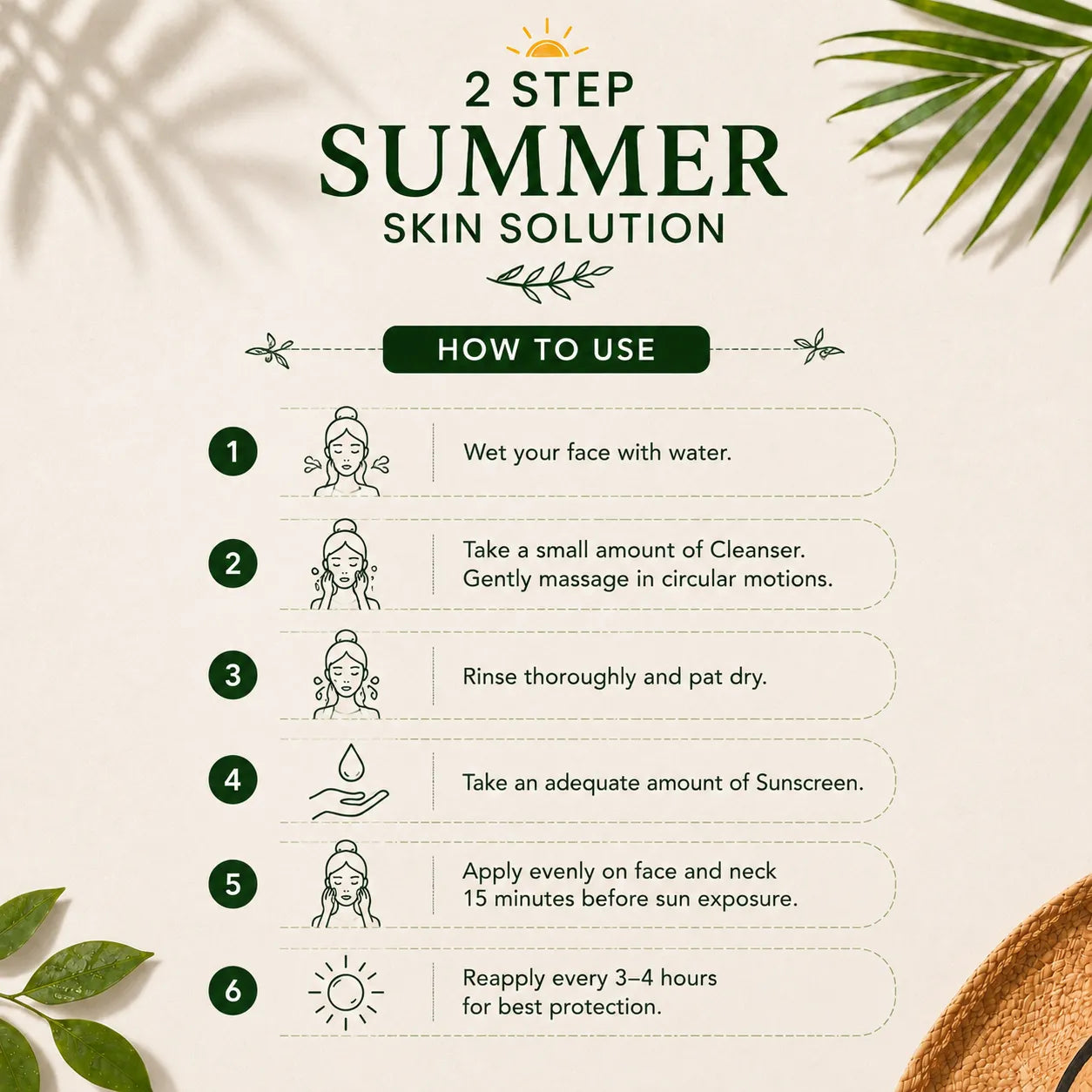 2-step summer skincare routine with Brightening Gel Facewash and Tinted Sunscreen SPF 60