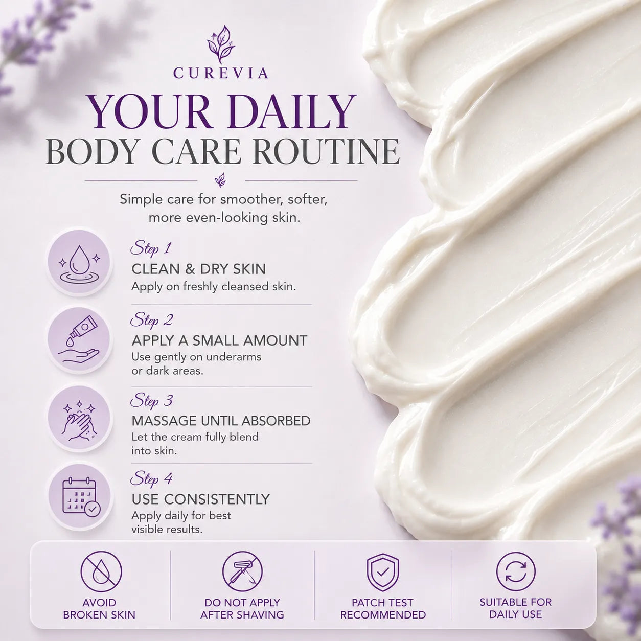 How to apply Curevia Dark Area Brightening Cream on underarms and other dark areas