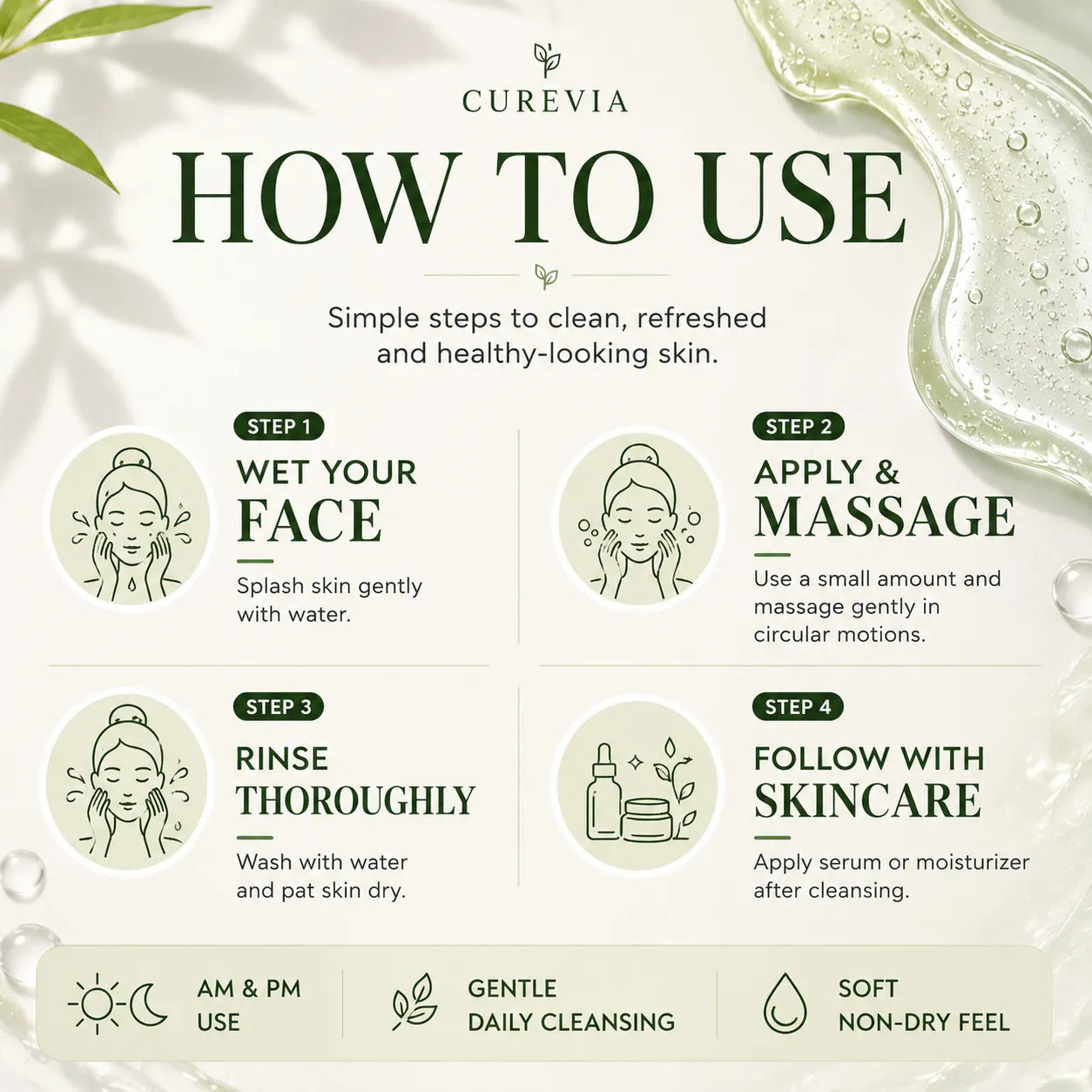 How to use Curevia Instant Brightening Gel Facewash as part of a daily skincare routine