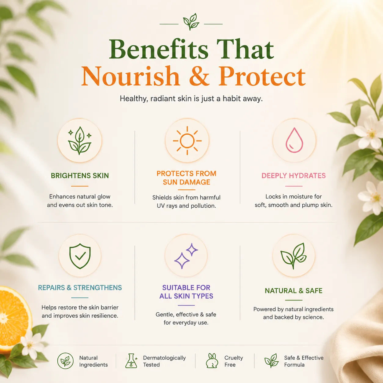 Curevia skincare routine for brighter skin, improved tone and daily sun protection